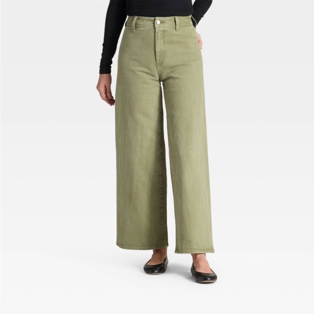 Women's Olive Green High Rise, Sailor, Wide-Leg Jeans, Universal Thread